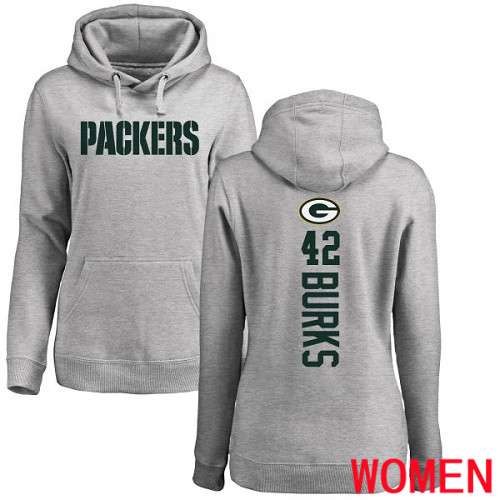 Green Bay Packers Ash Women #42 Burks Oren Backer Nike NFL Pullover Hoodie Sweatshirts->green bay packers->NFL Jersey
